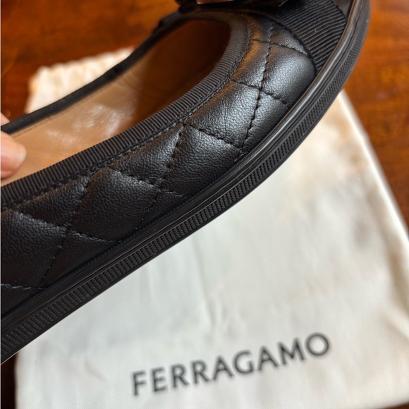 Salvatore Ferragamo Black Vera Bow Ballet Flats - 8 - Picture 3 of 9
